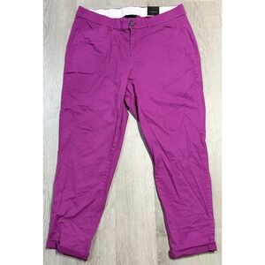 Lane Bryant Boyfriend Pants Women 14 Pink Pockets Elastic Waistband NWT